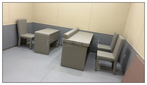 談話室留置室防撞聚乙烯軟包，軟包馬桶與硅膠洗手臺